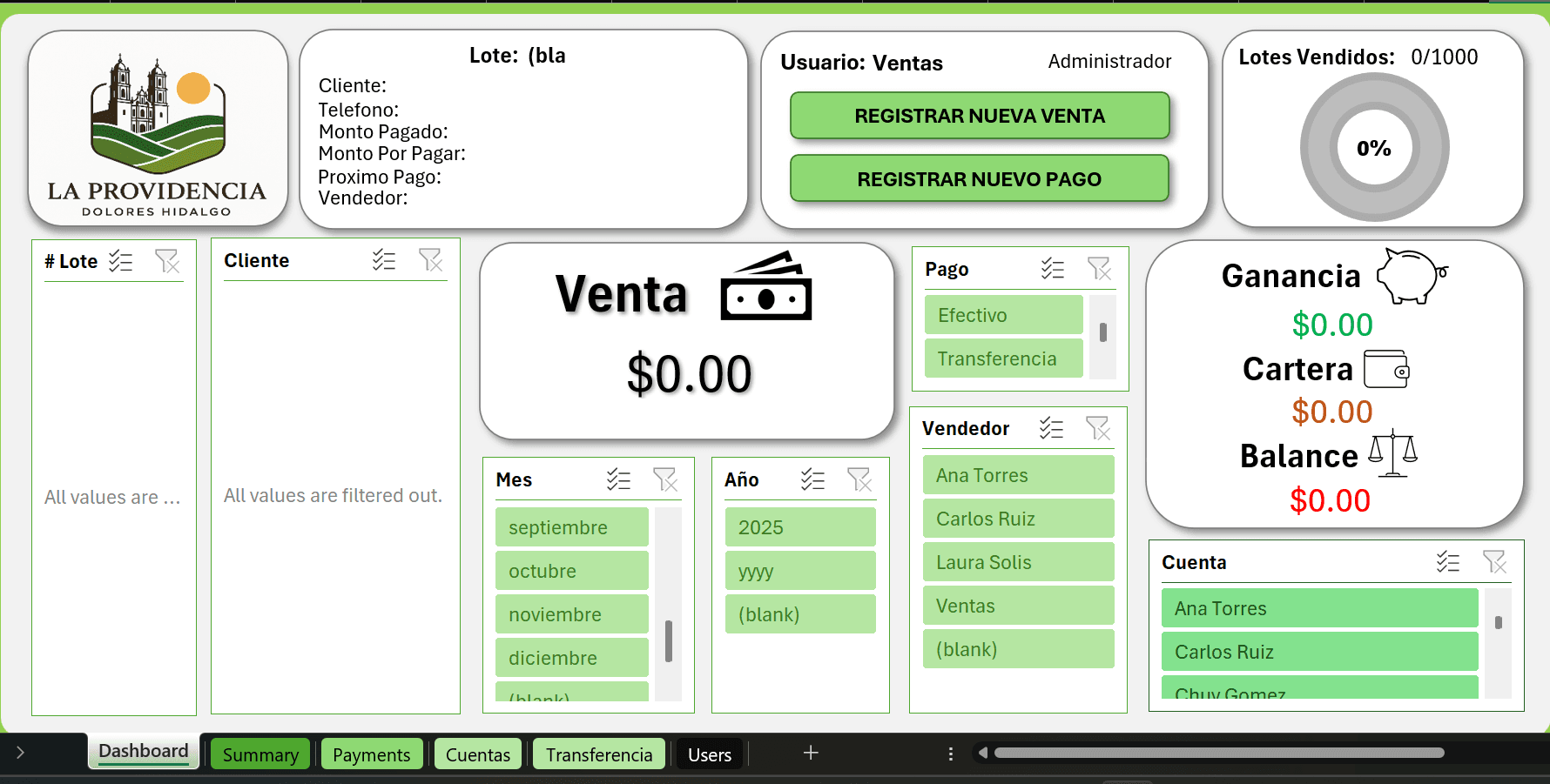 Excel Land Sales Management System