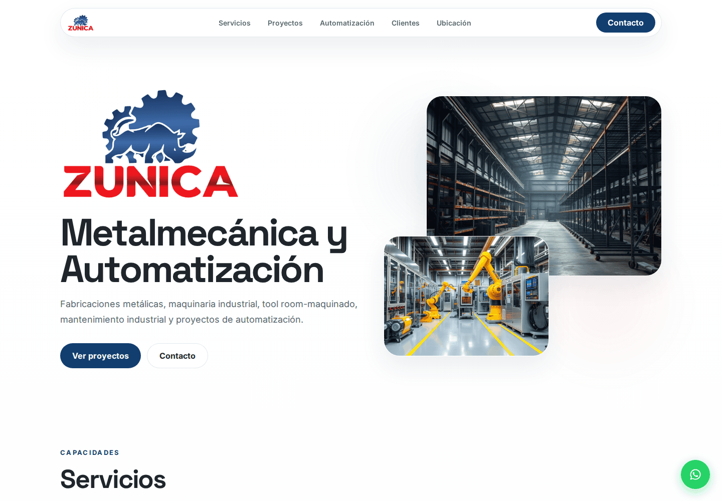ZUNICA Metalmecánica Website